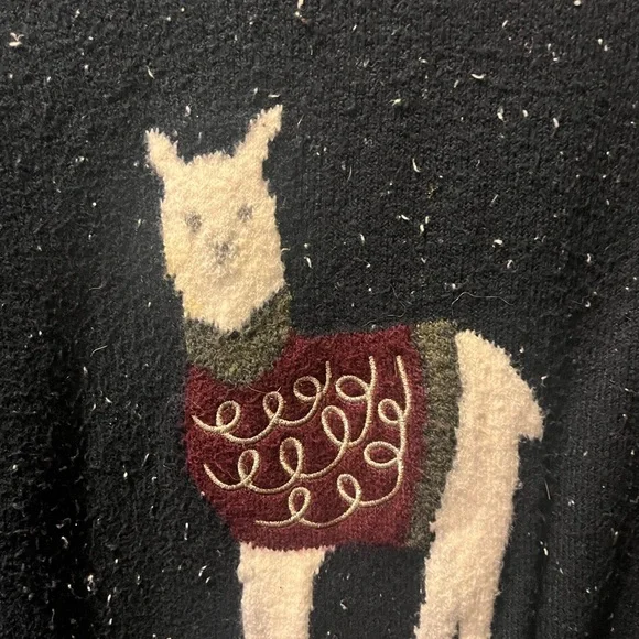 LOFT Blue and White llama ๐ฆ Crew Neck Sweater Casual Knit - XL - Picture 2 of 5